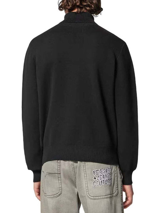 Versace Logo Herren Langarm-Pullover Rollkragen Schwarz