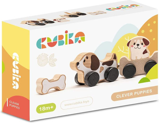 Cubika Pull-Along Toy Puppies made of Wood for 18++ Months
