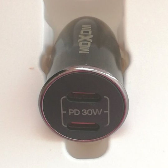 Moxom LX-VC802 Handy-Autoladegerät 30W Schnellladen mit 2xType-C Anschlüsse Graues Farbe