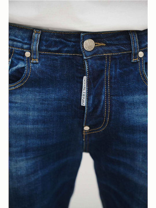 Men's Elastic Jeans Pants with Slim Fit Blue