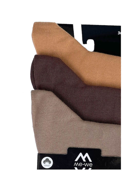 ME-WE Damen Einfarbige Socken Beige/Brown/Ochre 3Pack