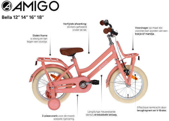 Amigo Bella 16" Kids Bicycle BMX Pink