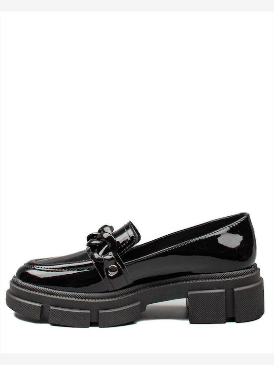 Δερμάτινα Γυναικεία Loafers σε Μαύρο Χρώμα