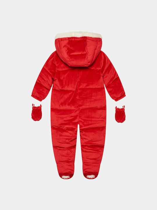Guess Baby Bodysuit Set for Going Out Long-Sleeved Velvet Red