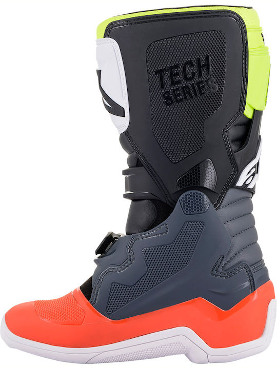 Alpinestars Youth Tech 7S Παιδικές Μπότες Motocross Dark Gray/Red Flourescent/Yellow