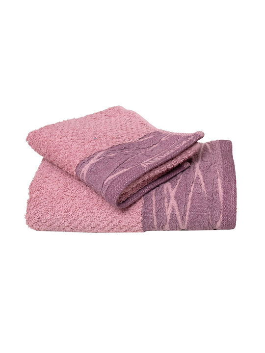 Anna Riska 3pc Bath Towel Set Nefeli Lilac Pink Weight 600gr/m²