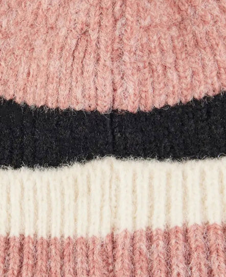 Beanie Γυναικείος Σκούφος με Rib Πλέξη σε Ροζ χρώμα
