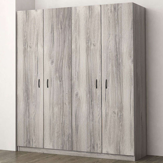 Τετράφυλλη Ντουλάπα 182x60x220cm Σταχτί Τετράφυλλη Ντουλάπα 182x60x220cm Σταχτί