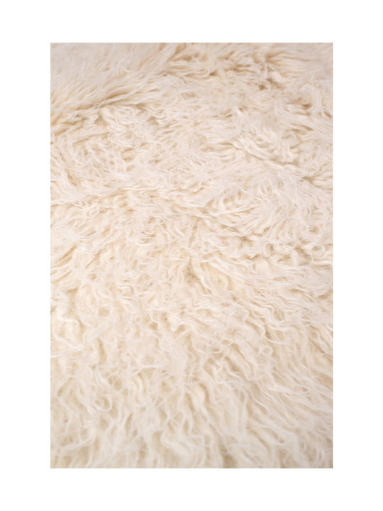 Βιοκαρπέτ Flokati Χαλί Ορθογώνιο Shaggy Μάλλινο Natural White 1000gsm 60x90cm