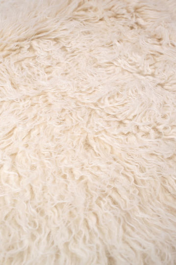 Βιοκαρπέτ Flokati Χαλί Ορθογώνιο Shaggy Μάλλινο Natural White 1000gsm 60x90cm