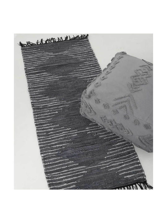 Palamaiki Rhombus Rug Fireplace Rectangular Leather with Fringes Grey