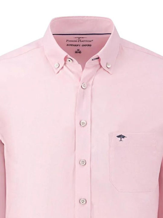 Fynch Hatton Men's Shirt Long Sleeve Pink