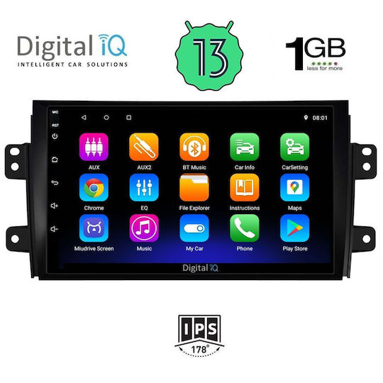 Digital IQ Sistem Audio Auto pentru Fiat Sedici Suzuki SX4 2005-2013 (Bluetooth/USB/WiFi/GPS/Apple-Carplay/Android-Auto) cu Ecran Tactil 9"