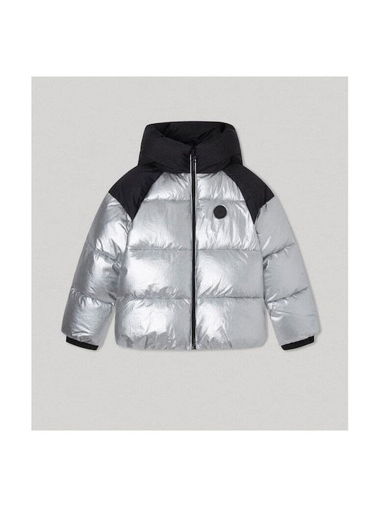 Pepe Jeans Girls Quilted Coat Silver