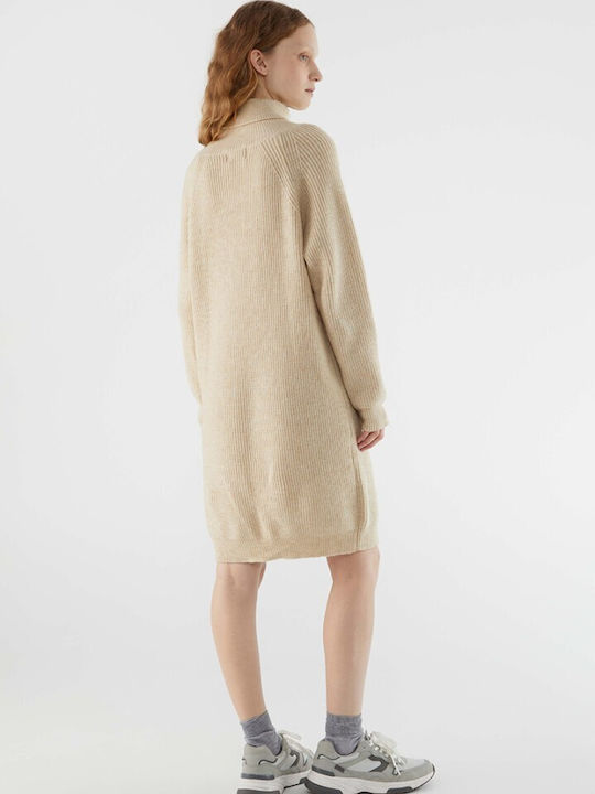 Compania Fantastica Midi Dress Knitted Turtleneck Beige