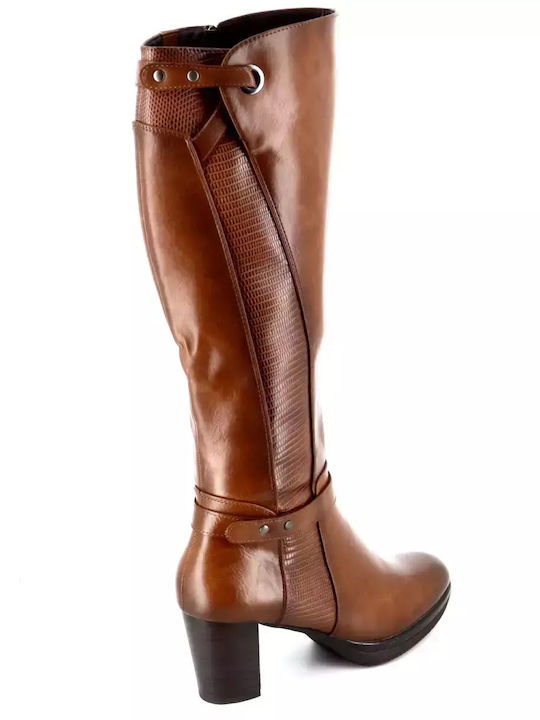Damenstiefel mit mittlerem Absatz Braun 73-2011