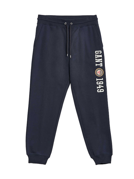 Gant Men's Sweatpants with Rubber Navy Blue