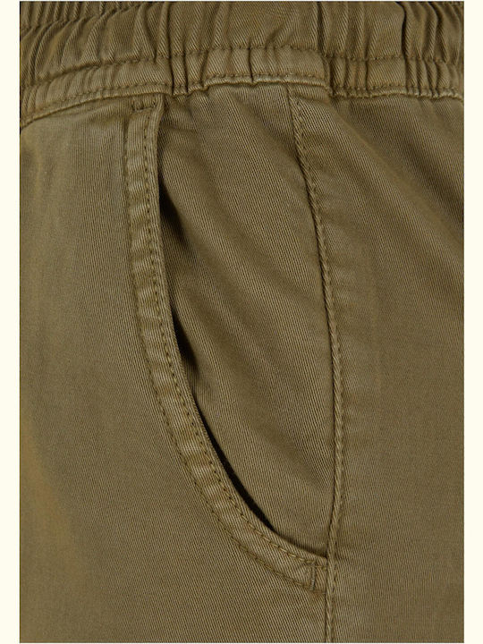 Damen Hoch tailliert Stoff Cargo Hose Khaki
