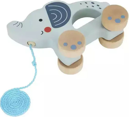 Tooky Toys Pull-Along Toy Sliding Elephant made of Wood for 18++ Months