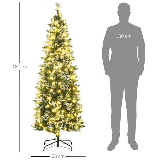 Christmas Decorative Snowy Illuminated Tree Green