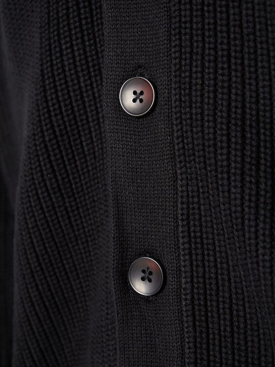 Men's Cardigan with Buttons Black