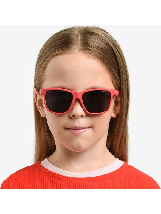 Polaroid Τετράγωνα Παιδικά Γυαλιά Ηλίου με Polarized Φακό Κόκκινα