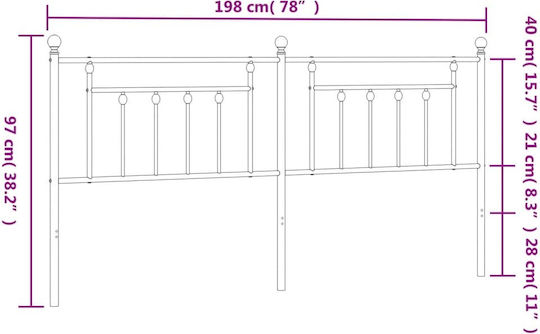 vidaXL Metal Bed Headboard White 193cm