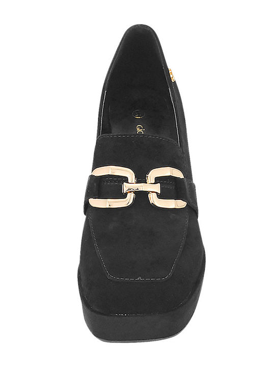 Meile Wildleder Loafer Pumps Schwarze