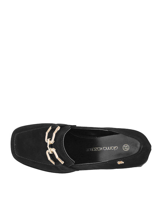 Meile Wildleder Loafer Pumps Schwarze