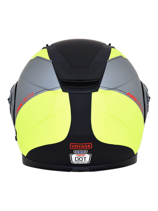 Afx FX-111 Black/Grey/Yellow Motorcycle Helmet Flip-Up DOT ECE 22.05 1600gr with Sun Visor