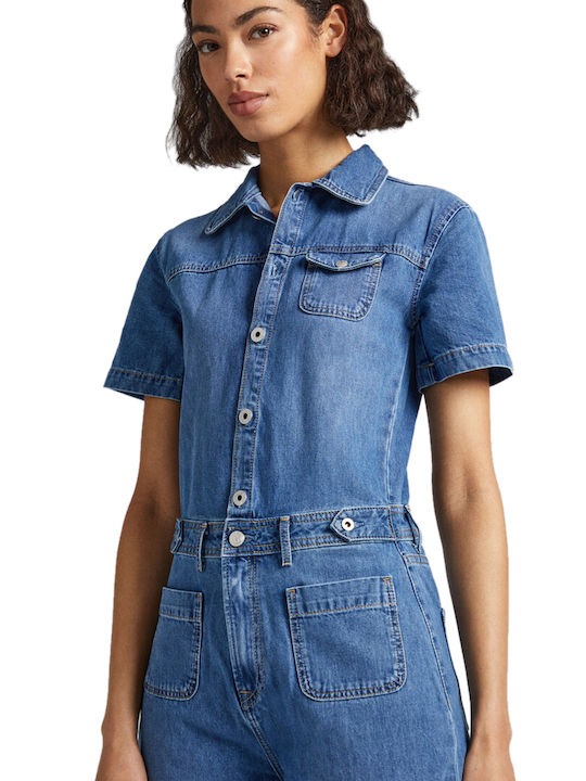 Pepe Jeans Women's Short-sleeved One-piece Suit Blue