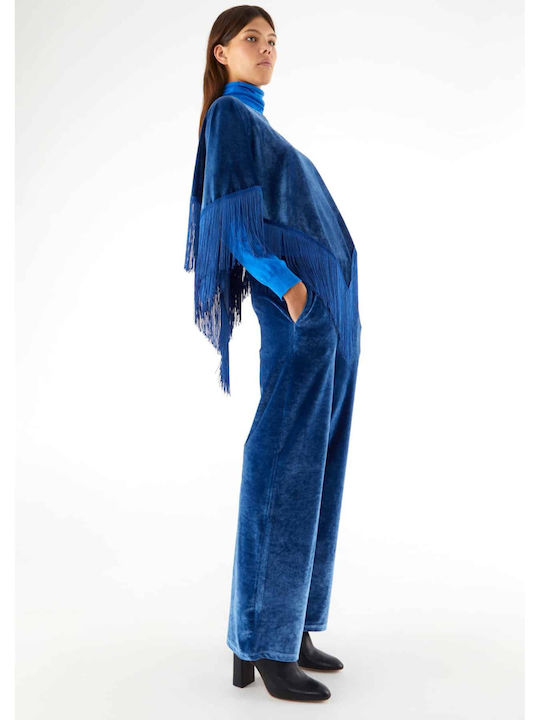 Γυναικείο Υφασμάτινο Παντελόνι σε Ίσια Γραμμή Μπλε