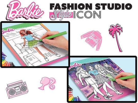 Lisciani Giochi Barbie Stickers Sketch Book Style Icon Fashion Studio for Children 5+ Years 6 Pieces
