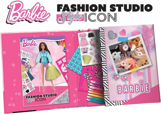 Lisciani Giochi Barbie Stickers Sketch Book Style Icon Fashion Studio for Children 5+ Years 6 Pieces