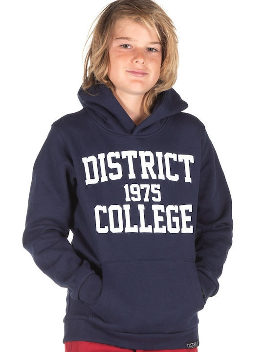 Fleece Παιδικό Φούτερ με Κουκούλα και Τσέπες Navy Μπλε