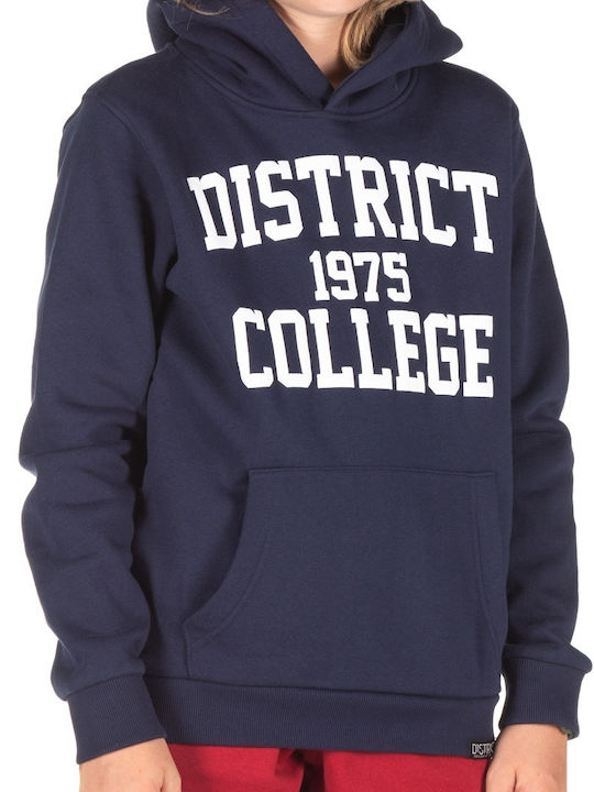 Fleece Παιδικό Φούτερ με Κουκούλα και Τσέπες Navy Μπλε
