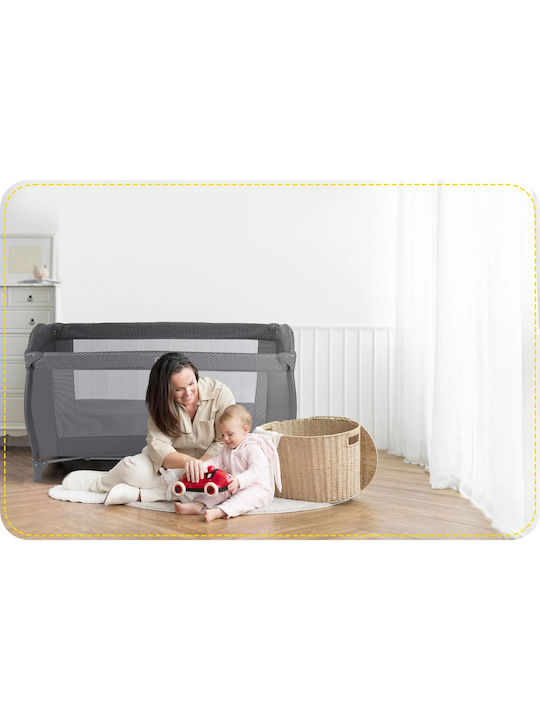 Ricokids RK-242 Παρκοκρέβατο με Αλλαξιέρα & Στρώμα Γκρι 125x65cm