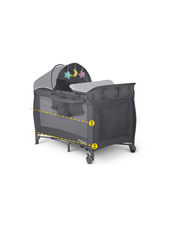 Ricokids RK-242 Παρκοκρέβατο με Αλλαξιέρα & Στρώμα Γκρι 125x65cm