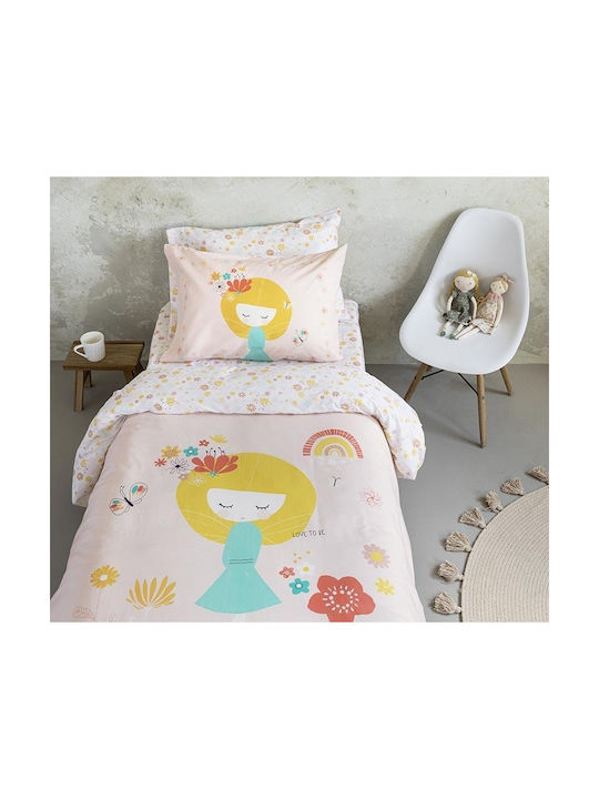 Nima Παιδικό Πάπλωμα Μονό με Γέμιση Microfiber Love Ροζ 160x240εκ.