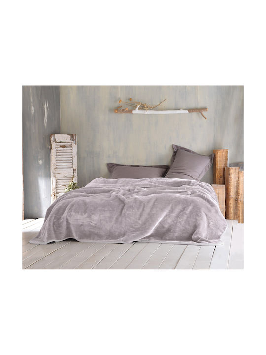 Rythmos Κουβέρτα Βελουτέ Velour Μπεζ 160x220εκ.