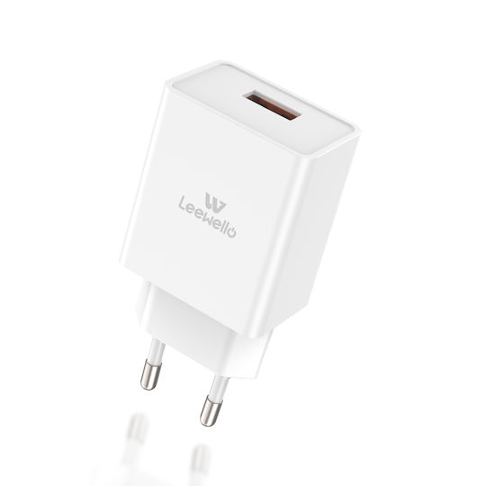 Leewello с USB-A порт и кабел Lightning 20W Бял (Lw-152)