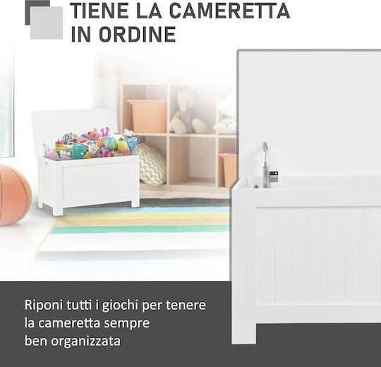HomCom Дървен Куфар 81x40x46см Бял HomCom Дървен Куфар 81x40x46см Бял
