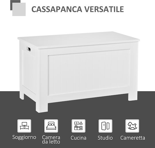 HomCom Διακοσμητικό Μπαούλο Ξύλινο Λευκό 81x40x46εκ.