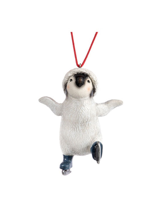 Hängender Pinguin Ornament Polyresin Weiß 6x5cm