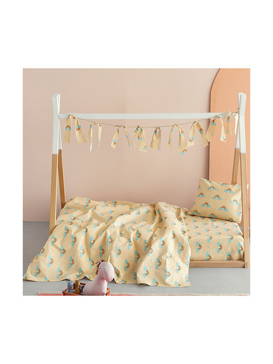 Palamaiki Sheet Set Single with Elastic Band Cotton FF102 Yellow 110x200cm 3pcs