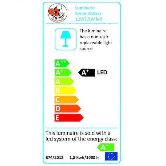 Egmont LED Kinder Dekorative Lampe Maus Rosa 27x15x28εκ.