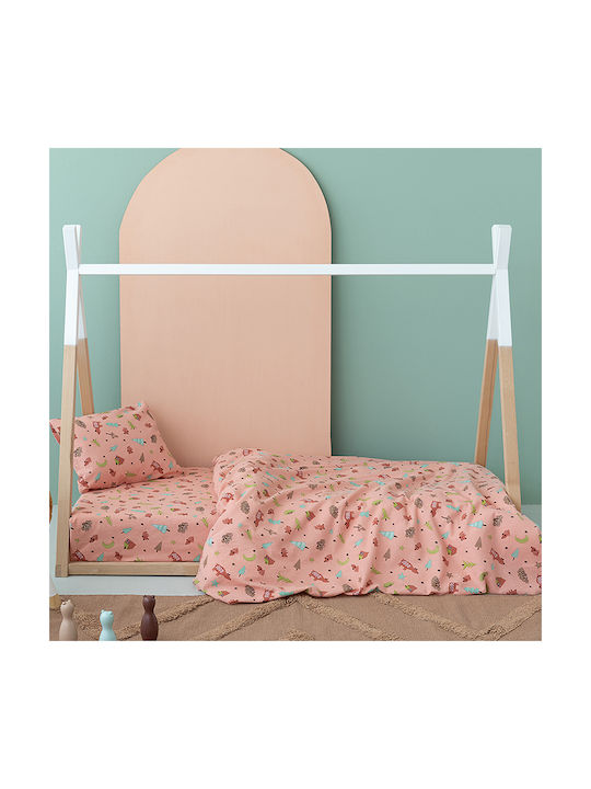 Palamaiki Baby Sheets Set Crib Flannel Fitted Pink 75x140cm