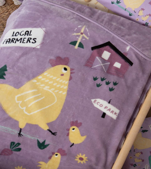 Nef-Nef Homeware Κουβέρτα Κούνιας Piu Piu Βελουτέ Μωβ 100x140εκ.