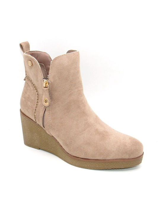 Plato Wildleder Damen Knöchelstiefel Beige