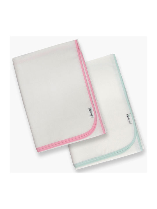 Ninetta Bebe Flannel Swaddle Wraps Pink White 90x90cm. 2pcs